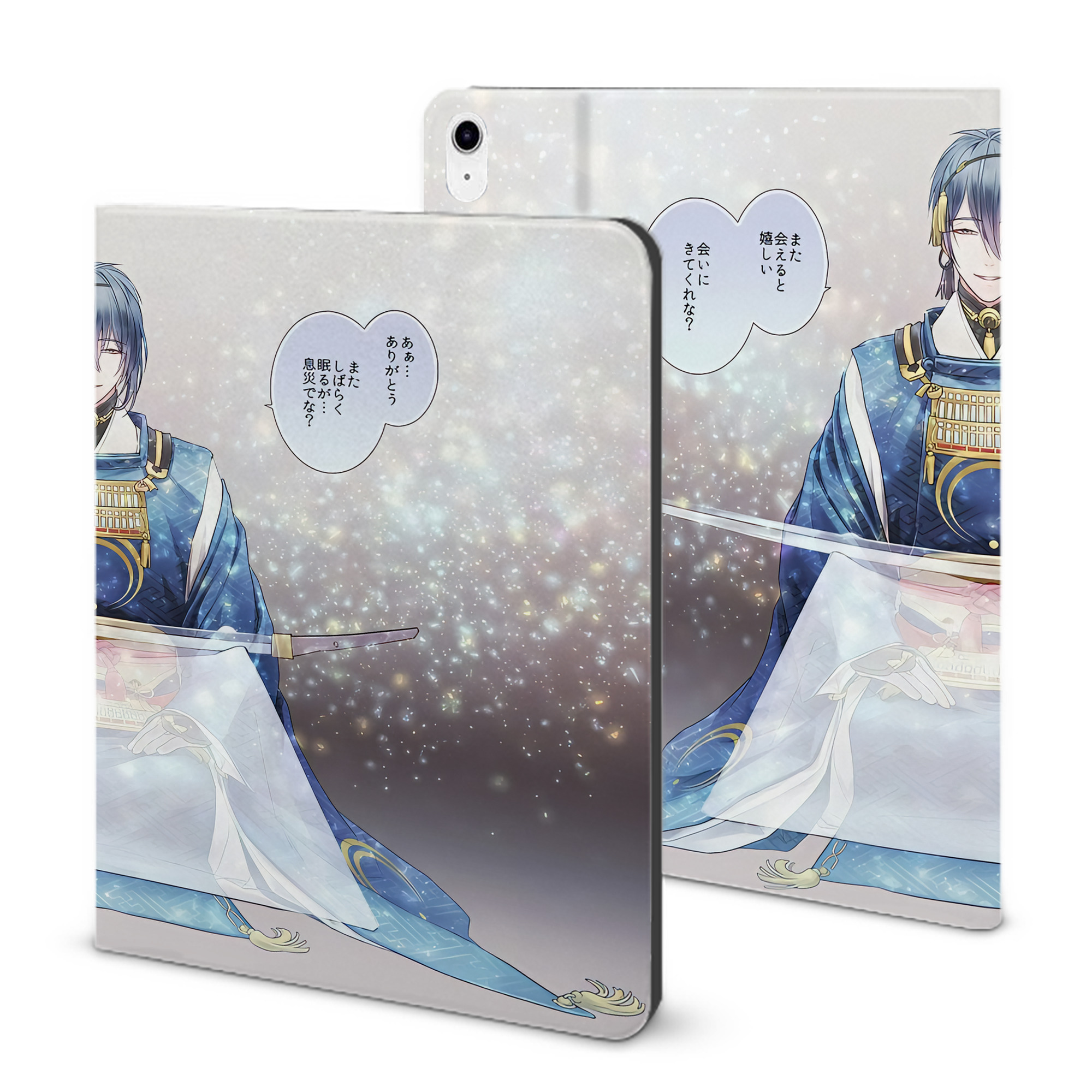 （画像用） 刀剣乱舞 Touken Ranbu IPad ケース ブック型 PUレザー TPU 耐衝撃 軽量 薄型 ペン収納なし 全面保護 IPad 各モデル対応